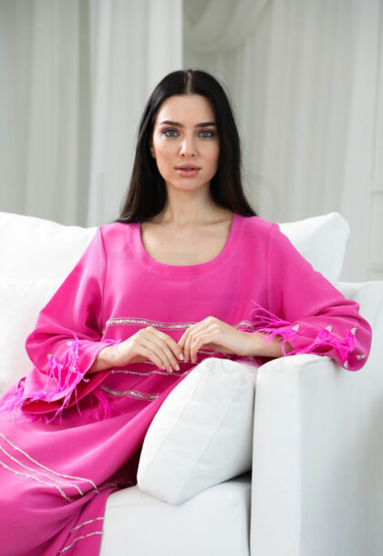 Bold Pink Kaftan with Embellished Details