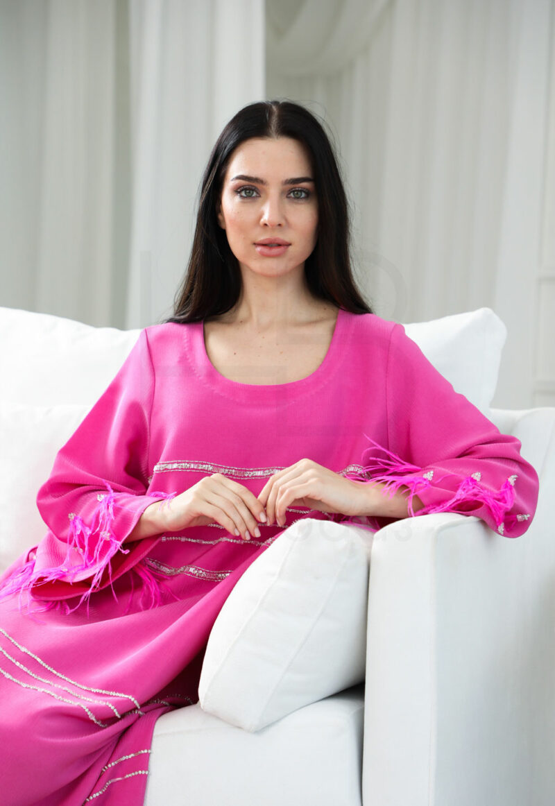 Bold Pink Kaftan with Embellished Details