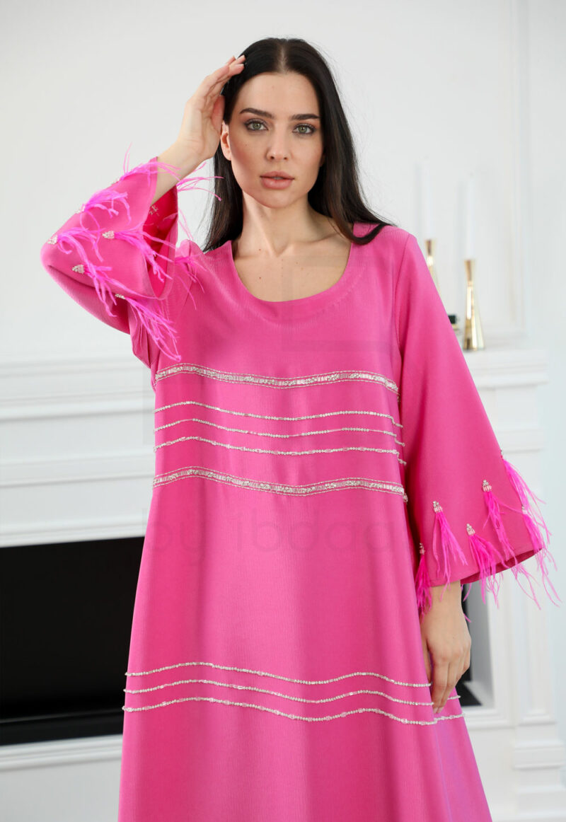 Bold Pink Kaftan with Embellished Details - Image 2