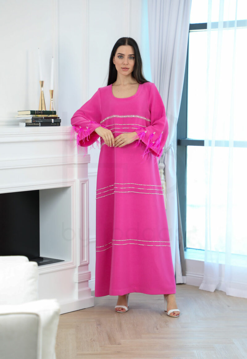 Bold Pink Kaftan with Embellished Details - Image 3